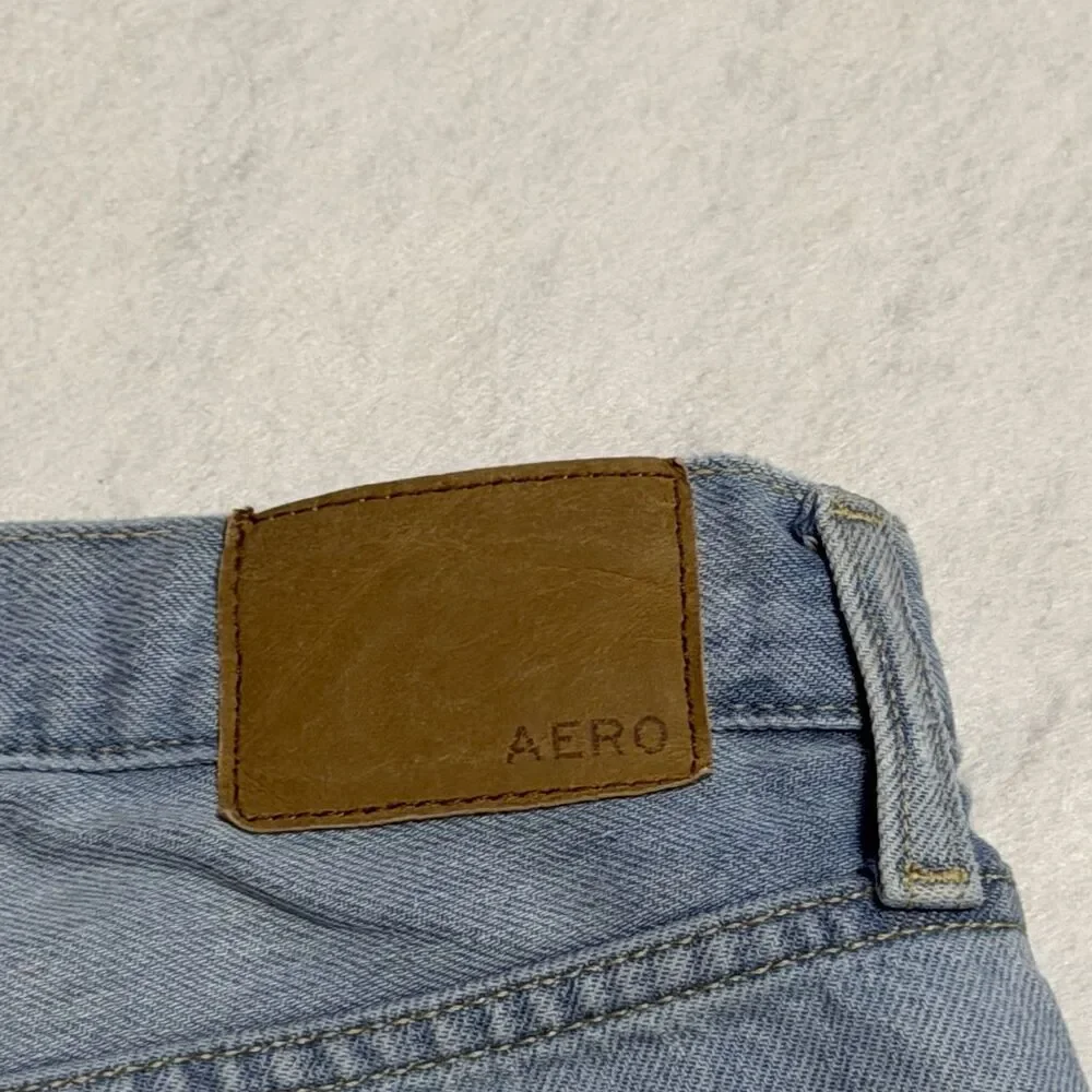Aeropostale Baggy Jort Shorts Women’s 4 Blue Low Rise Baggy Denim Light Wash